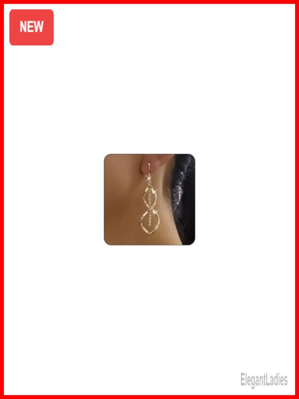 14K Gold Plated Double Hoop Dangle Drop Earrings French Wire Women